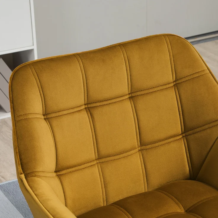 Ohrensessel Einzelsessel Relaxsessel mit Samt, skandinavisch, erhöhte Beine, samtartiges Polyester, Gelb 67x61,5x71 cm--Gelb--67x61.5x71cm--YOUDENOVA – Bild 7