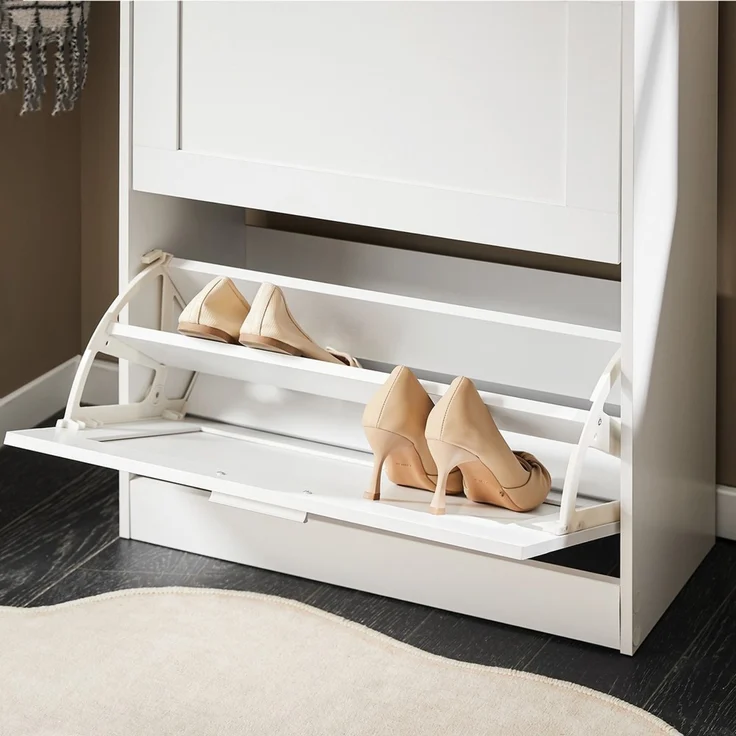 SoBuy FSR137-W Schuhschrank, Spanplatte, Melamin, Weiß, 60 x 80 x 25 cm – Bild 4