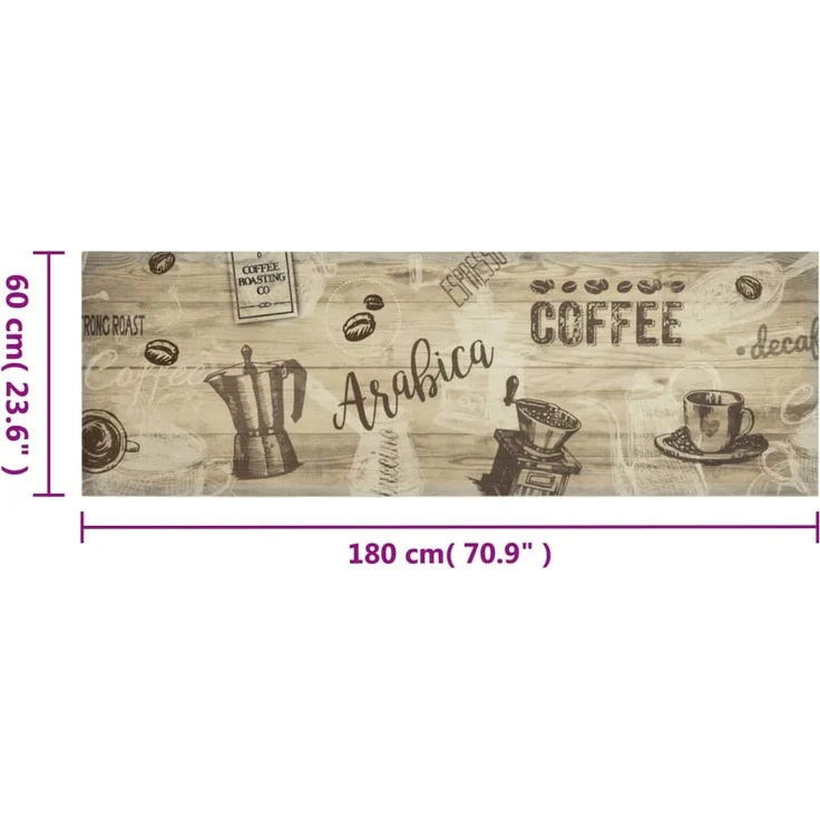 vidaXL Küchenteppich Waschbar Kaffee Braun 60x180 cm Samt 4005579 – Bild 4