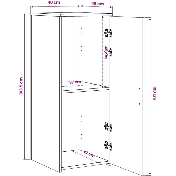 vidaXL Lagerschrank Betongrau 40x45x103,5 cm Holzwerkstoff 859036 – Bild 11