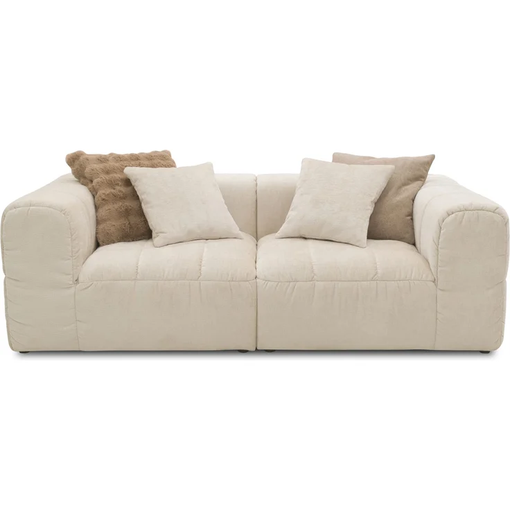 DOMO. collection Sofa 800 019, 2-Sitzer Couch mit Taschenfederkern und gepolsterter Rückenlehne, 2er Bigsofa, Polstergarnitur 113 x 220 x 72 cm (BxTxH), creme – Bild 4