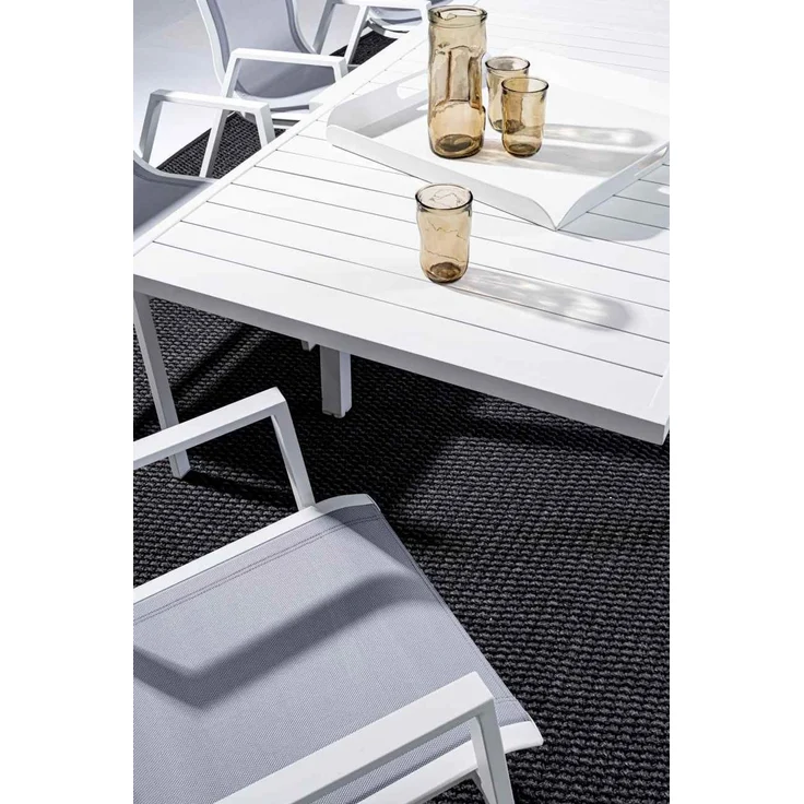 Gartenesstisch Pelagius aus Aluminium, ausziehbar und wetterfest, modern, weiß, für 8–10 Personen – Bild 3