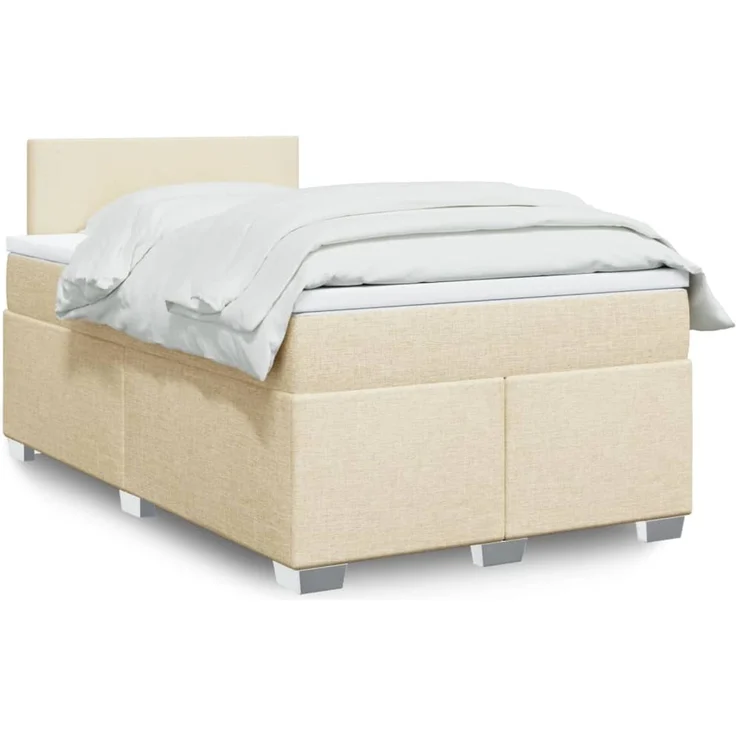 vidaXL Boxspringbett mit Matratze Creme 120x200 cm Stoff 3285853 – Bild 1