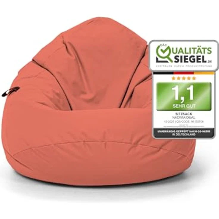 Nadimaideal Sitzsack Tropfenform Kastanie | Bodenkissen für Kinder & Erwachsene | Indoor & Outdoor | Gaming Sitzsack - Sitzkissen - Beanbag | Füllung EPS Perlen (Sunflower, XXL-Durchmesser 88 cm) – Bild 2