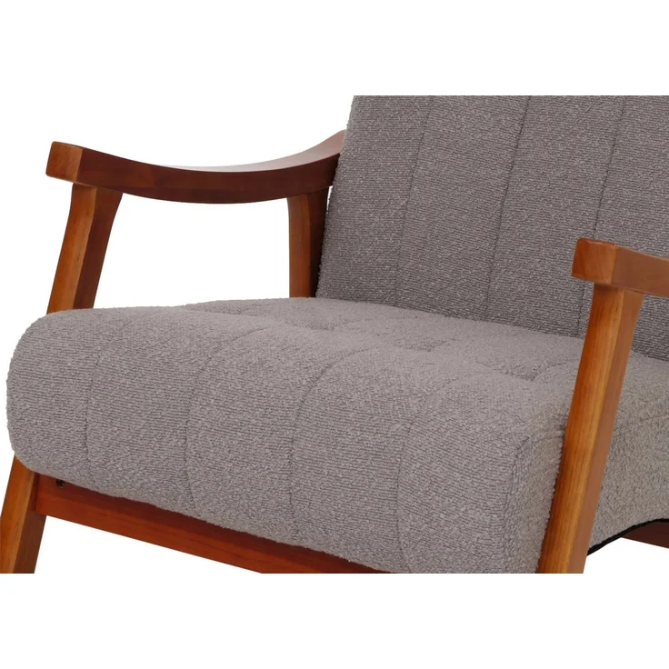 Schaukelstuhl HWC-K10, Relaxsessel, Holz FSC® Stoff/Textil Bouclé (450g/m²) ~ grau, Gestell Walnuss-Optik – Bild 6