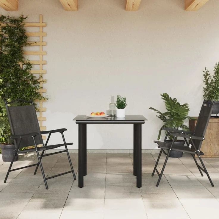 vidaXL Klappbare Gartenstühle 2 Stk. Graumeliert Stahl und Textilene 360197 – Bild 2