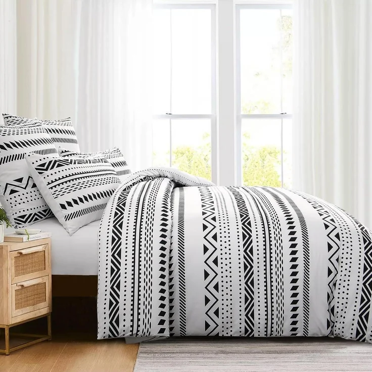 Bettwäsche 220x240 Grau Boho Muster Mikrofaser Bügelfrei – Bild 3