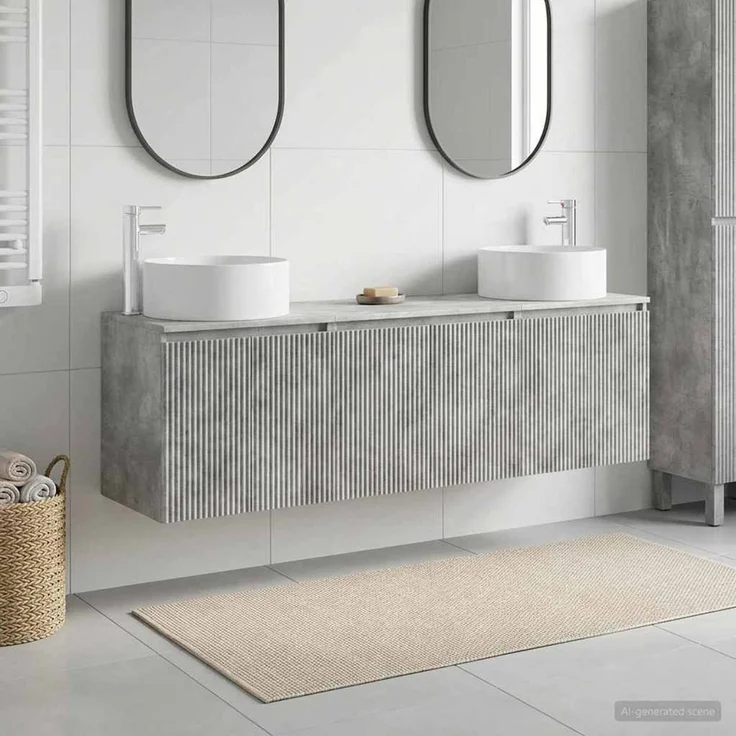 vidaXL Badezimmerschrank-Set 3 stk. Betongrau 161,5 x 44,5 x 80 cm 3405730 – Bild 1