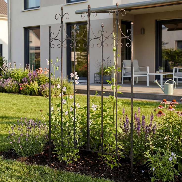 Rankgitter KALLE - 100x2x150cm, Metall, Bronze | Rankhilfe Kletterpflanzen Gartendekoration – Bild 3