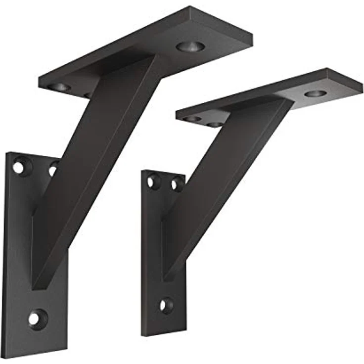 sossai® Wandregalhalter 2er Set FSHR Design Regalträger in Schwarz, 2-tlg. – Bild 2