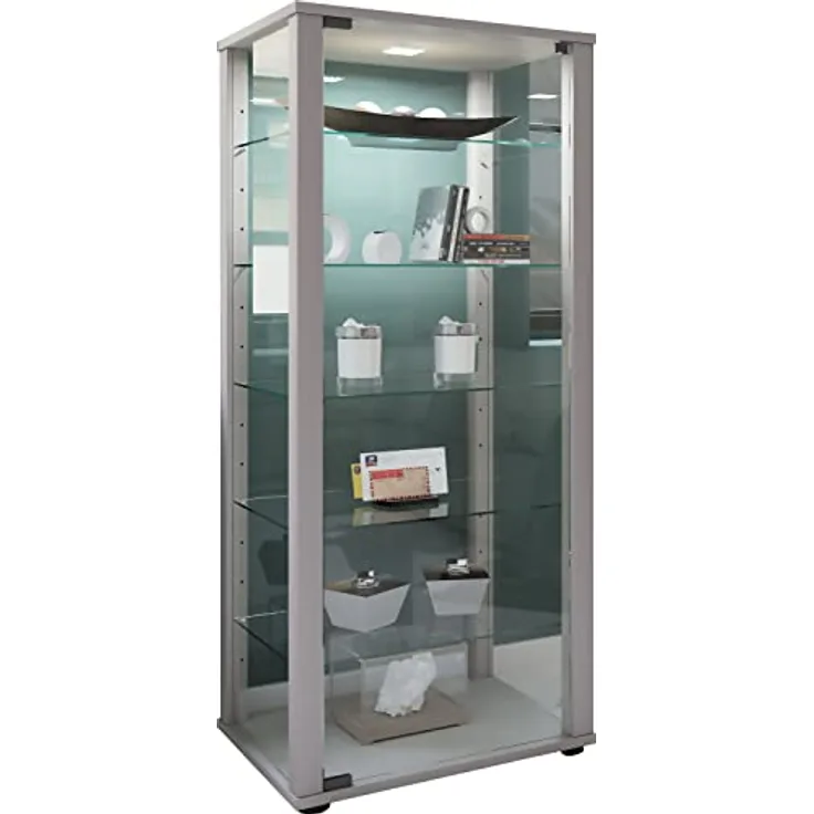 MID.YOU Vitrine, Silber, Kunststoff, stehend, 3 Fächer, 50x114.5x38 cm