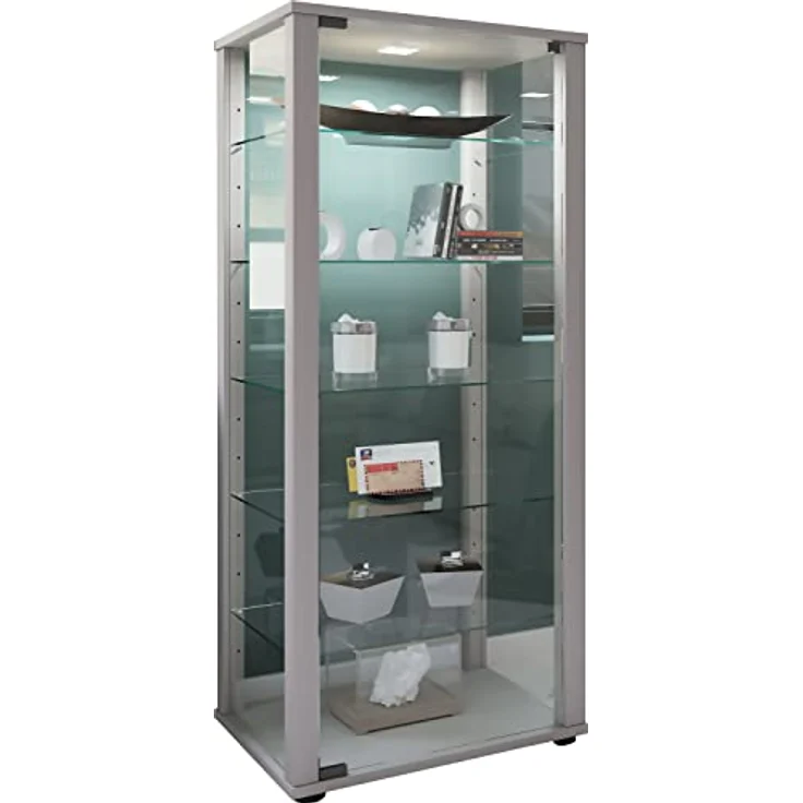 MID.YOU Vitrine, Silber, Kunststoff, stehend, 3 Fächer, 50x114.5x38 cm – Bild 1