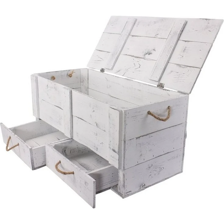 Kistenkolli Altes Land Allzweckkiste grosse shabby weiss Holztruhe Kalle mit Schubladen und Deckel (Spar-Set) – Bild 4