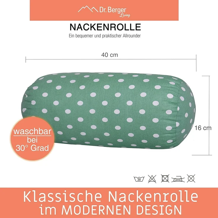 Original Dr. Berger Nackenrolle Tupfen Grün 40 x 16 cm – Bild 2