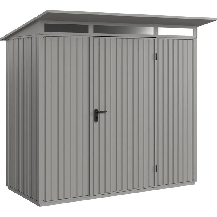 Hörmann Ecostar Metall-Gerätehaus Trend mit Pultdach Typ 1, 108x238 cm , graualuminium, 2,6 m²,1-flüglige Tür