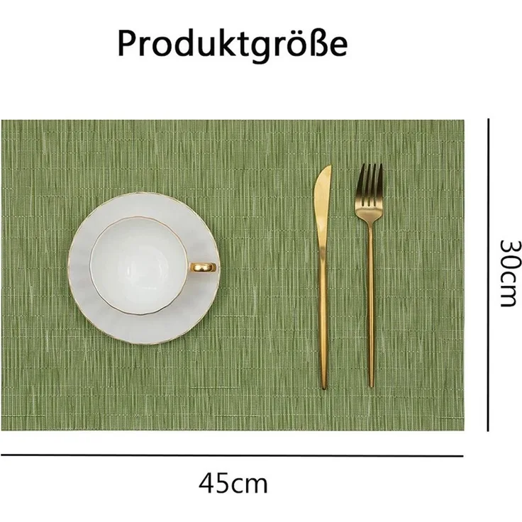 TUWENA Platzset Tischsets Abwaschbar 6er Set, Rutschfest Hitzebeständig Platzdeckchen, Vinyl Platzdeckchen für Küche Speisetisch Hotel, Platzmatten 30x43.5cm