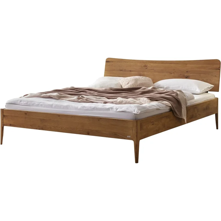 Hasena Massivholzbett Spezia Wildeiche natur mit runden Ecken 200x220 cm, Fußhöhe 20 cm – Lounge – Bild 1