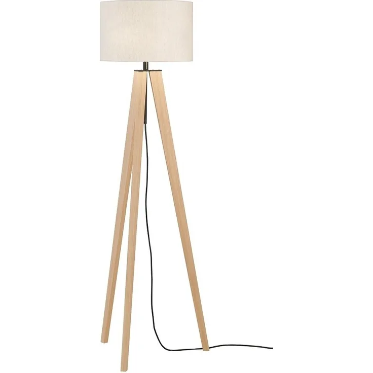 Fischer & Honsel 40480 Stehleuchte Shine-Wood sandschwarz Eiche Leinen sandfarben
