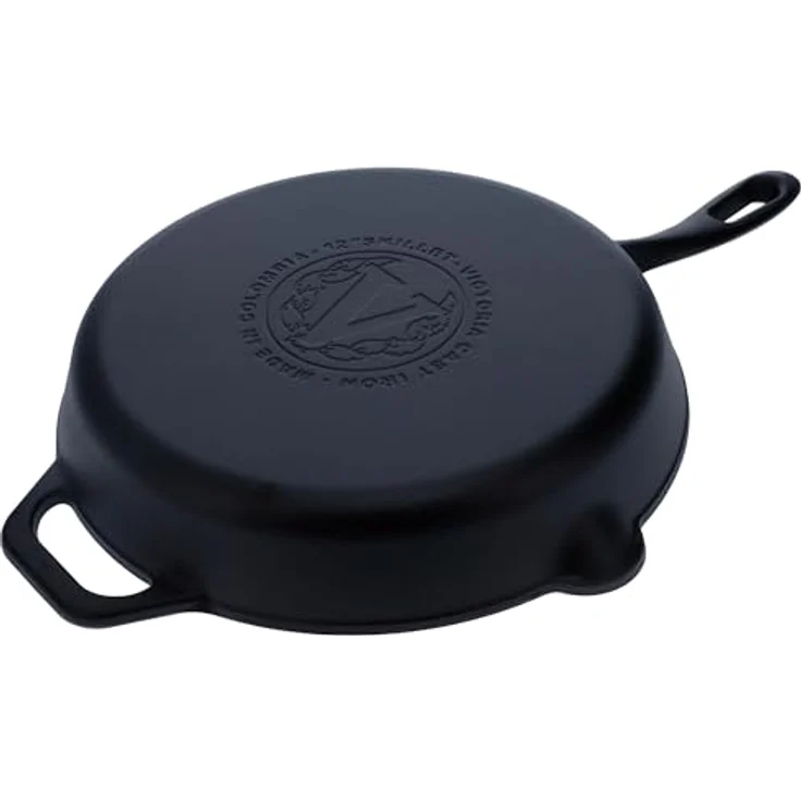 Victoria SKL-210 Cast Iron Skillet. Frying Pan with Long Handle, 10, Black – Bild 15