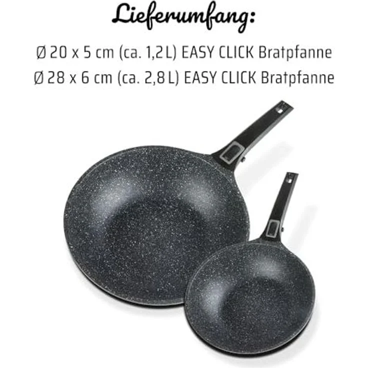 GSW Pfannen-Set Easy Click, Aluminiumguss (Set, 2-tlg, 1x Bratpfanne Ø 20 cm, 1x Bratpfanne Ø 28 cm), Induktion – Bild 7