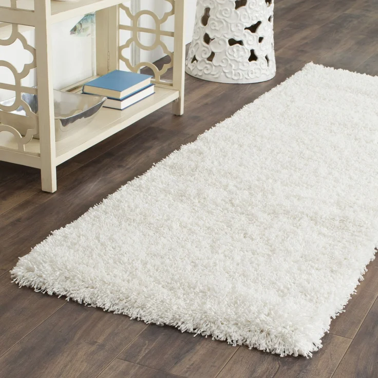 SAFAVIEH Zottelig Teppich für Wohnzimmer, Esszimmer, Schlafzimmer - California Shag Collection, Hoher Flor, Weiss, 69 X 213 cm