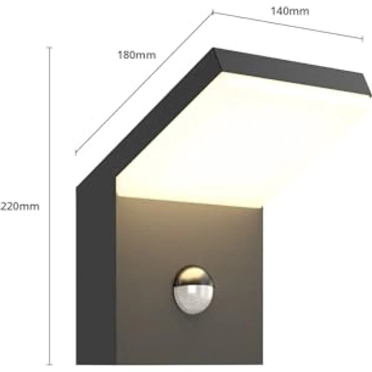 Arcchio LED Wandlampe Außen, Bewegungsmelder, spritzwassergeschützt IP54, 1x 16W warmweiß (3.000K), dunkelgrau – Bild 5