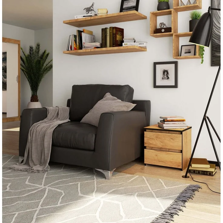 Home Collective Kommode 40 cm breit Holz Highboard Sideboard für Flur Schlafzimmer Wohnzimmer (Mehrzweckschrank Schrank schmal Kommode Schlafzimmer mit Schubladen), Kinderzimmer Organizer, 40 cm hoch mit 2 Schubladen Eiche – Bild 3