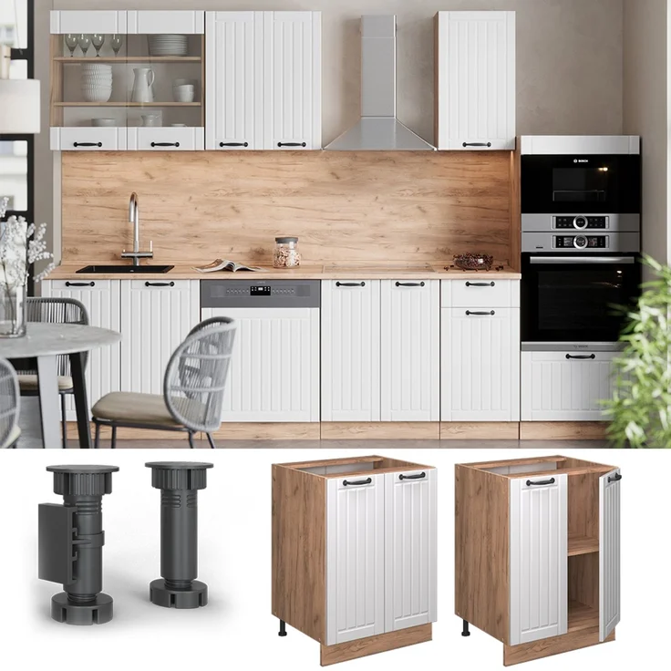Küchenunterschrank Fame-Line Weiß Landhaus 60 cm , AP Marmor Vicco – Bild 4