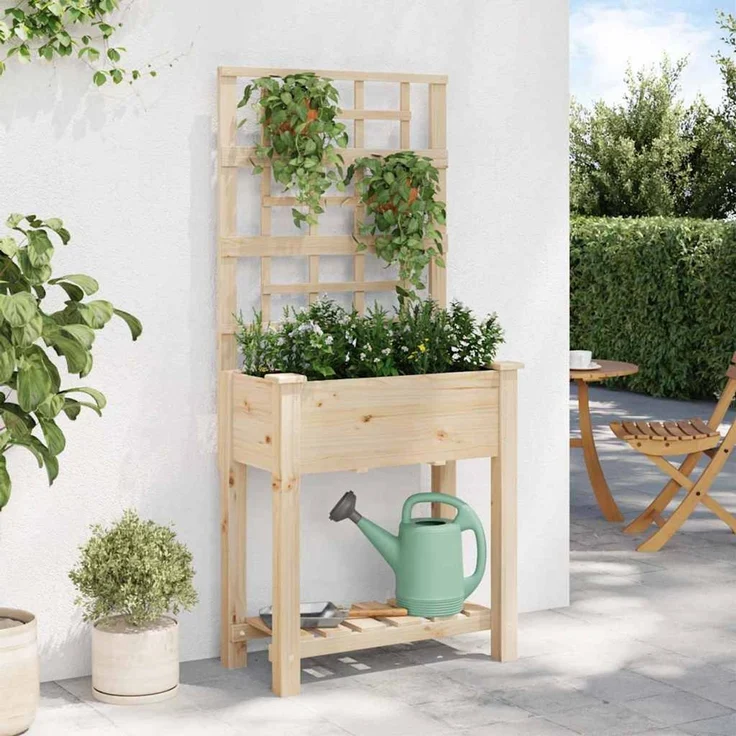 vidaXL Garten-Pflanzgefäß Beige 71 x 38 x 152 cm Massivholz aus Fichte 42006570 – Bild 3
