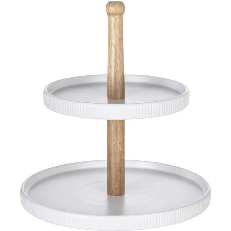 SCHÖNER WOHNEN-Kollektion Etagere Refia, Akazienholz, Massivholz, (1-tlg), Etagere mit elegantem Zylinderdesign und Holzakzenten – Bild 1