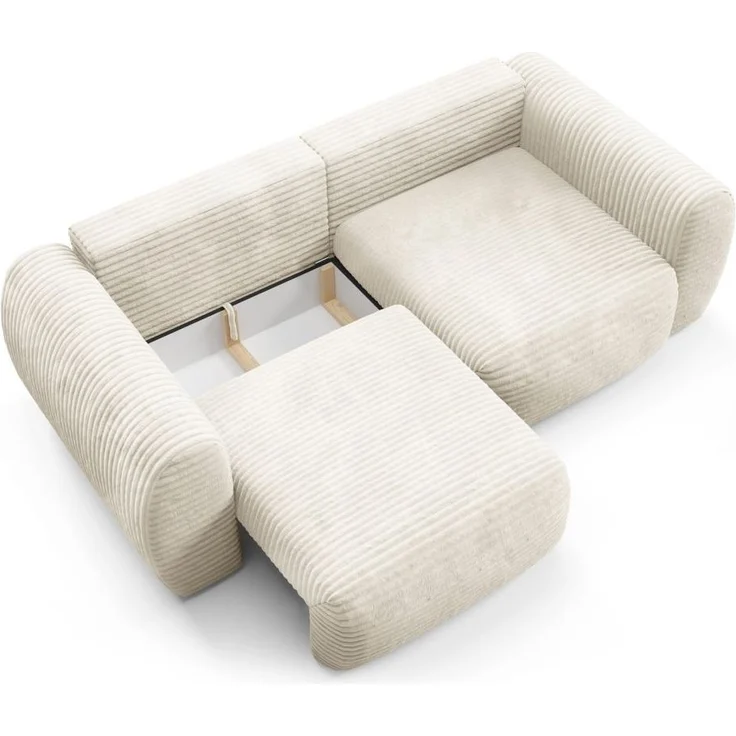Sofa 2-Sitzer mit Schlaffunktion SIMONE in Stoff Ambience Ivory – Bild 2