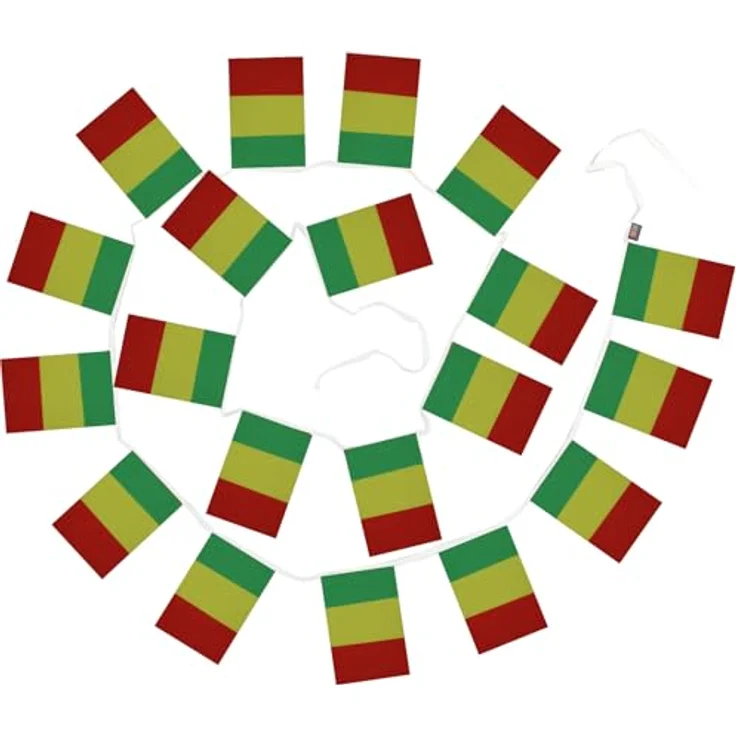 AZ FLAG - Fahnenkette Guinea 6 Meter Mit 20 Flaggen - 21x14 cm - Guineische Girlande Flaggenkette 14 x 21 Cm – Bild 6