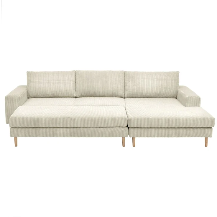Sofa mit Longchair rechts Kaylynn Cordstoff creme – Bild 8