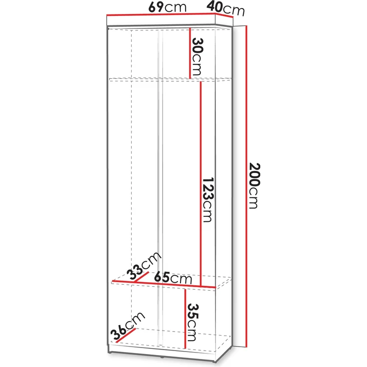 Kleiderschrank Simply SM01 mit zwei Drehtüren, mit Kleiderstange (Farbe: Grau) – Bild 4