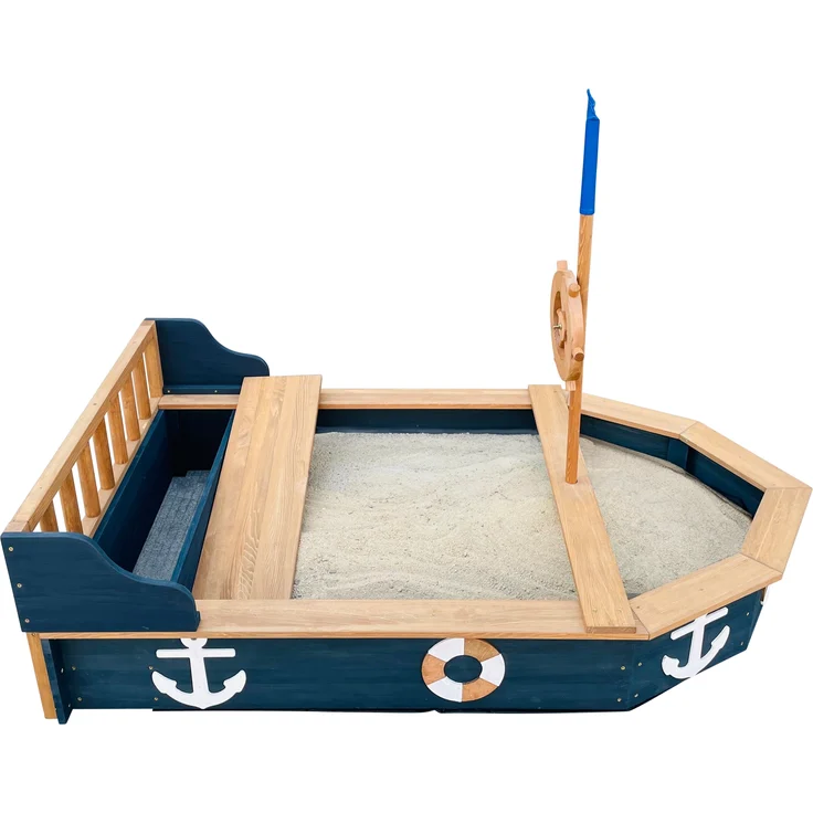 AXI 'Doris' Sandkastenschiff mit Flagge und Sitzbank, Holz Grau, 153 x 90 x 100 cm – Bild 5