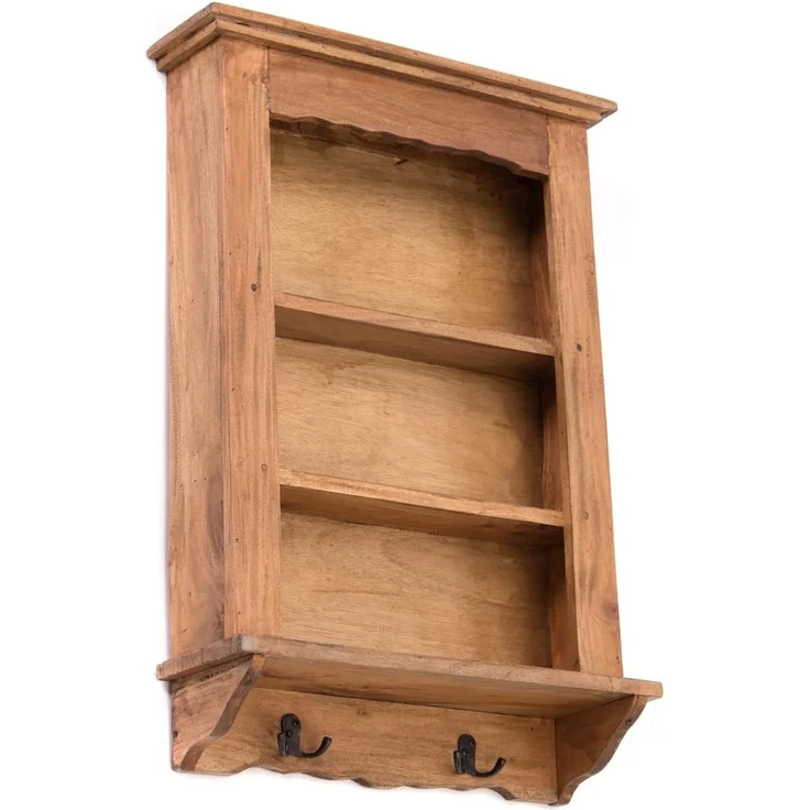 DESIGN DELIGHTS Wandregal WANDREGAL "COUNTRY", Mahagoni Holz, 68 cm, Küchenregal mit Haken – Bild 5