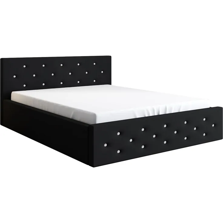 Polsterbett VALI 120x200 mit Matratze, Bettkasten und Lattenrost. Farbe: Schwarz 16