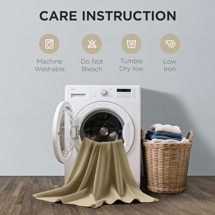 Joydeco Verdunkelungsvorhänge, 2 Paneele, thermische Isolierung, Raumverdunkelung, mit Ösen, für Wohnzimmer, Schlafzimmer, Fenster, ca. 130 x 240 cm (B x L), Beige – Bild 7