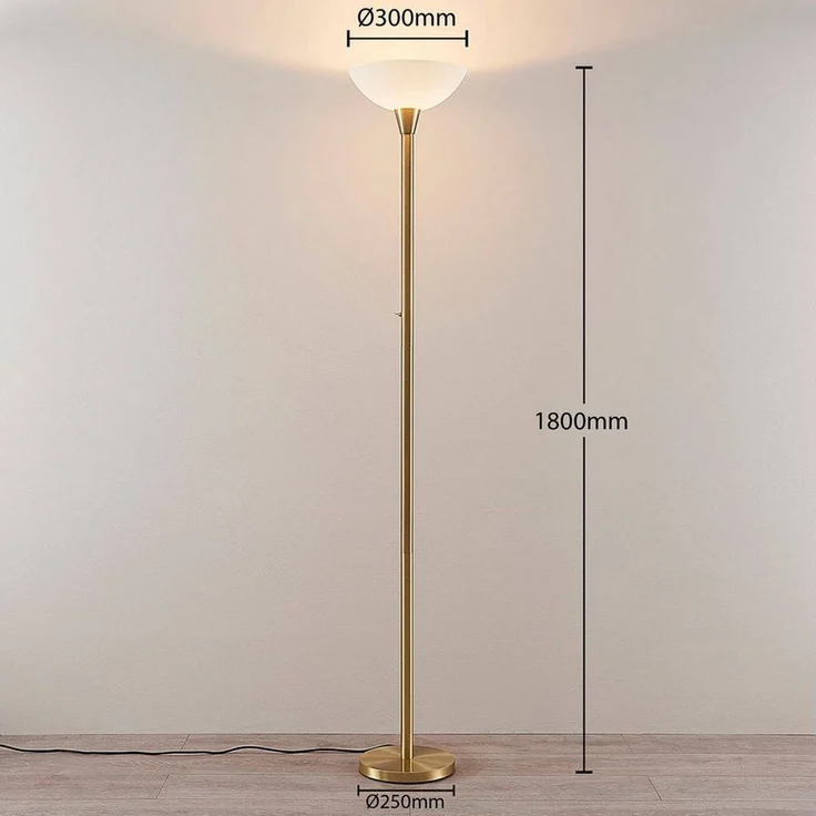 Lindby Stehlampe Ignacia, Metall, Gold / Messing IP20, 1 x 15 W LED – Bild 3