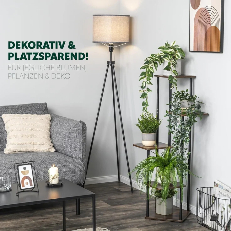 eluno Blumenständer Blumenregal aus FSC-zertifiziertem MDF-Holz und Metall – Bild 2