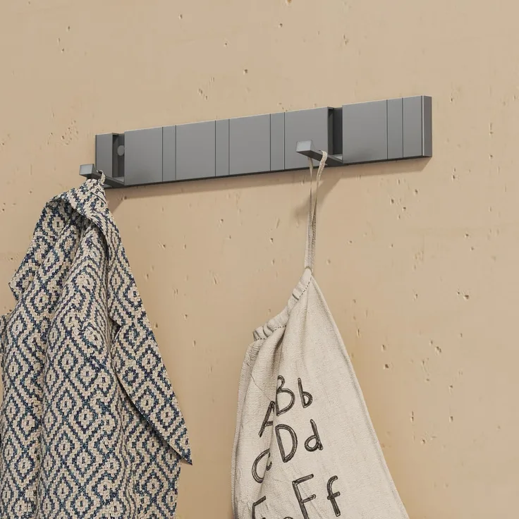 doporro Wandgarderobe Garderobenhaken Wandhaken Garderobenleiste aus Alu mit 4/6 Haken