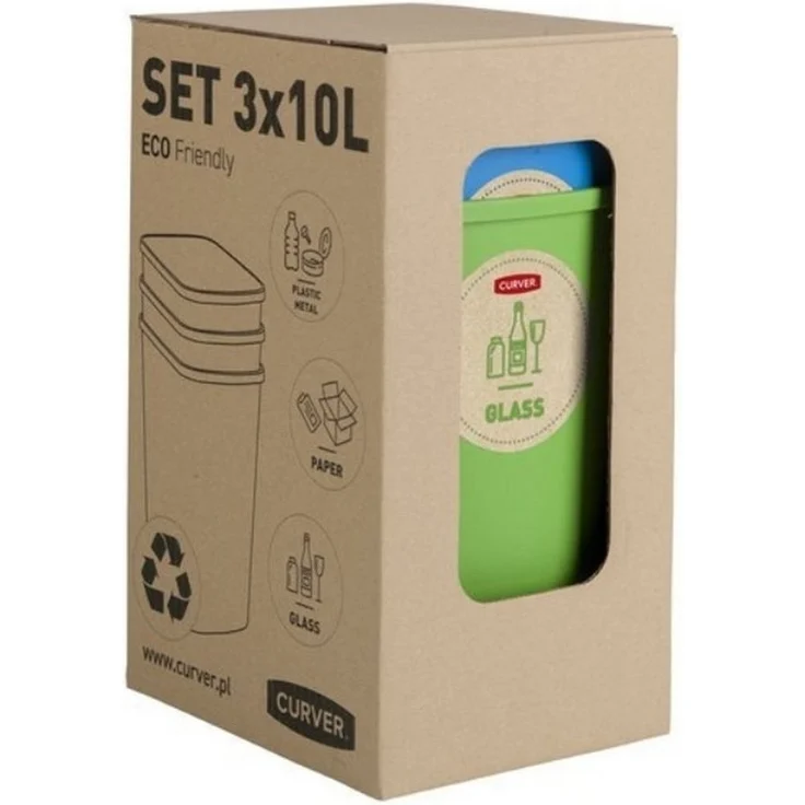 Curver Mülltrennsystem 249841, Eco Friendly 3er-Set Mülltrennungssystem 3x9L – Bild 2