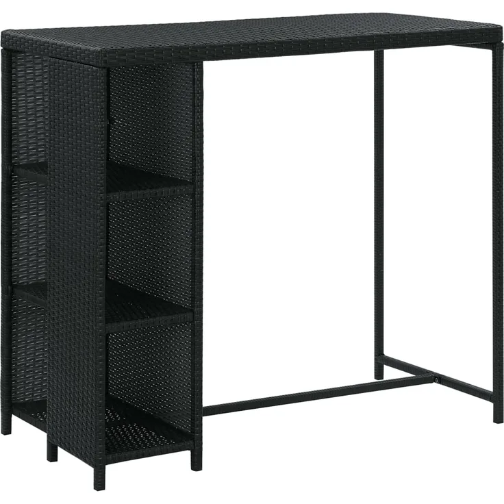 vidaXL 5-tlg. Gartenbar-Set mit Kissen Poly Rattan Schwarz 3064918