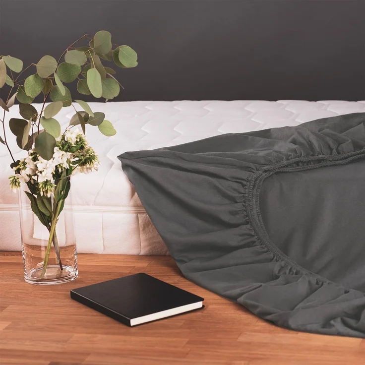 Blumtal® Basics Spannbettlaken 80x200 cm Jersey - Bettlaken 80x200 cm aus 100% Baumwolle - Oeko-TEX zertifiziertes Spannbetttuch 80x200 cm - Matratzenbezug 80x200 cm - Leintuch 80x200 cm - Anthrazit – Bild 3