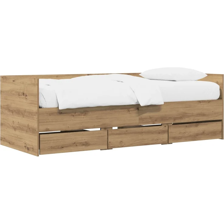 vidaXL Tagesbett mit Schubladen Kunsthandwerk Eiche Holzwerkstoff 3429636 – Bild 2