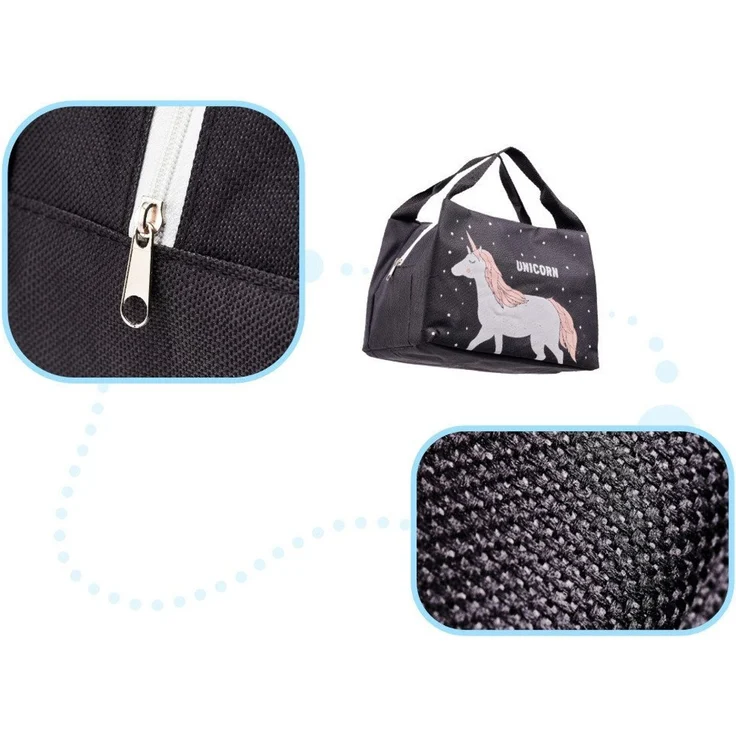 LA CUTE Lunchbox Isoliertasche Einhorn Kinder Thermotasche faltbar für Lunch & Snacks, (Einzelne Isoliertasche für Frühstück, Mittagessen oder Snacks, Kompakte Einzeltasche für Frühstück, Lunch oder Snacks unterwegs), Leichte, faltbare Isoliertasche fü... – Bild 3