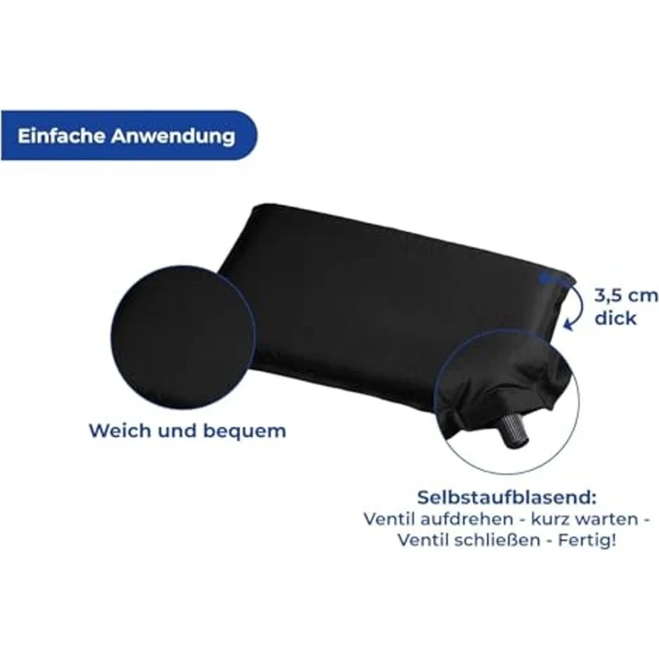 HAC24 Reisekissen Outdoor Sitzkissen Camping Kissen Sitzunterlage Stadionkissen, 2-tlg, Schwarz selbstaufblasend 37 x 28,5 cm – Bild 7