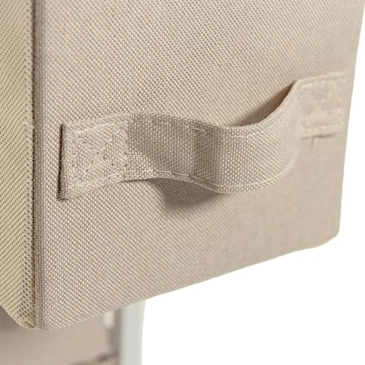 hjh LIVING Kommode mit 4 Stoffschubladen FOLDRESS S 20 x 48 x 76 cm Schubladenkommode Organizer, höhenverstellbare Fußgleiter, Metall-Gestell, Beige – Bild 8