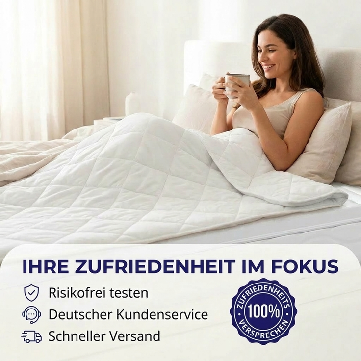 Mister Sandman Gelschaum Topper 120x200cm, 8 cm Höhe, 7-Zonen Matratzentopper, Tencel Lyocell Bezug, OEKO-TEX Zertifiziert, Waschbar, Made in Germany – Bild 7