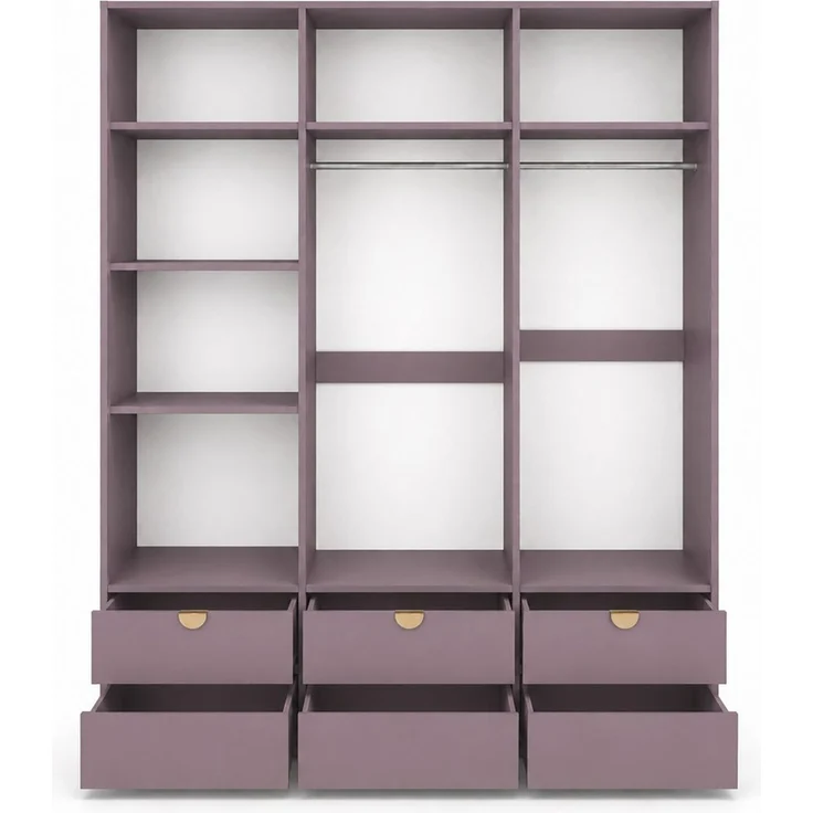 Beautysofa Kleiderschrank MILA mit 3 Türen, 3 Schubladen (goldfarbenen Griffen, Breite: 180 cm) Kaschmir oder Pflaume – Bild 2